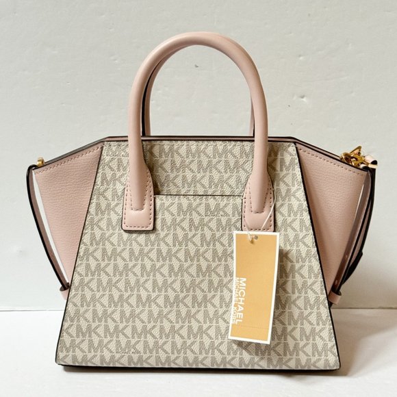 Michael Kors Avril Small Top Zip Satchel Shoulder Crossbody Bag MK Vanilla Pink - Picture 2 of 13